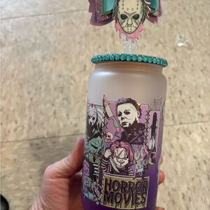 Horror Movies Themed Frosted Glass Jar